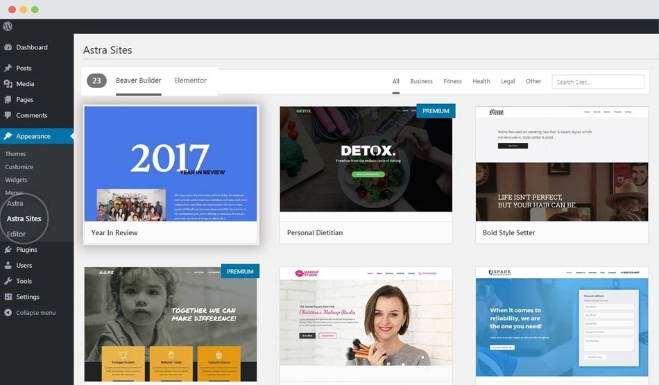 Astra sites for WordPress