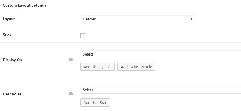 Astra custom layout settings