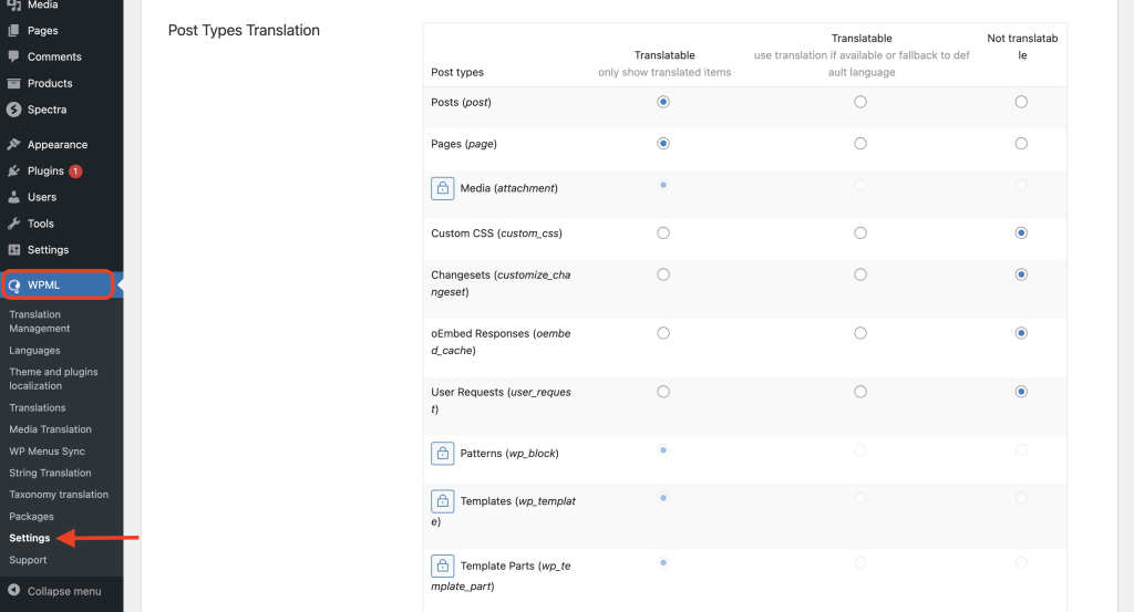 go to WPML settings