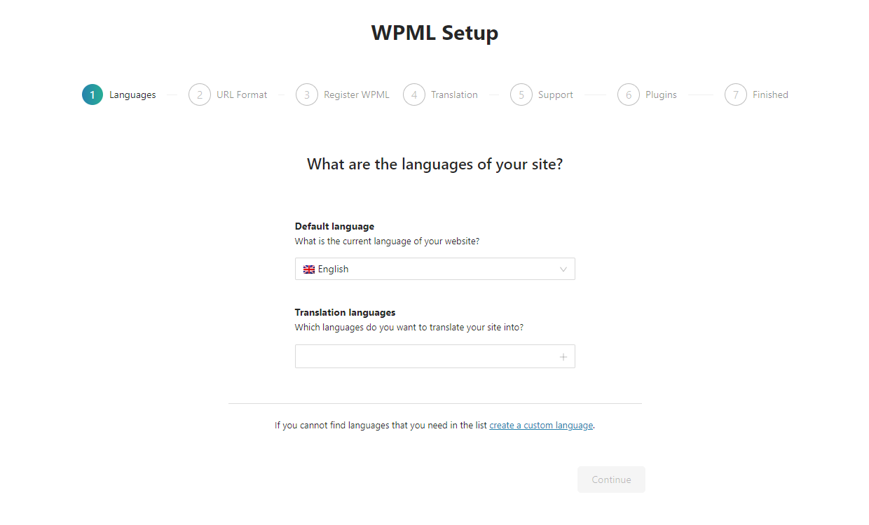 WPML Setup wizard