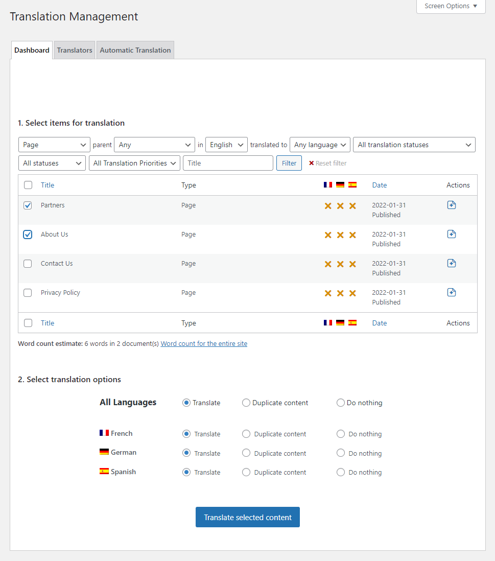 WPML Translation management