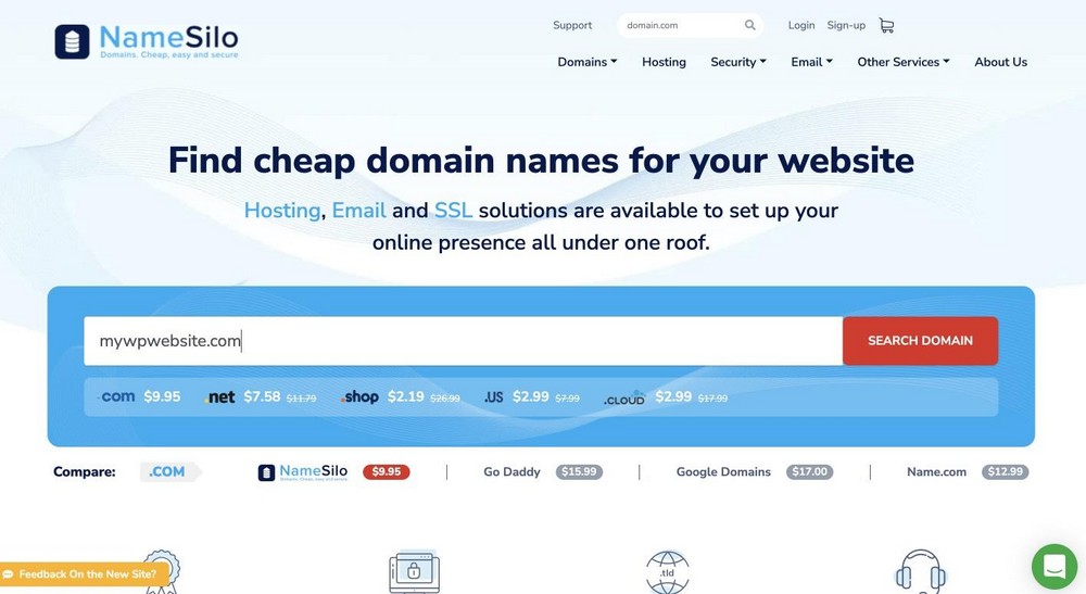 search domain name in namesilo