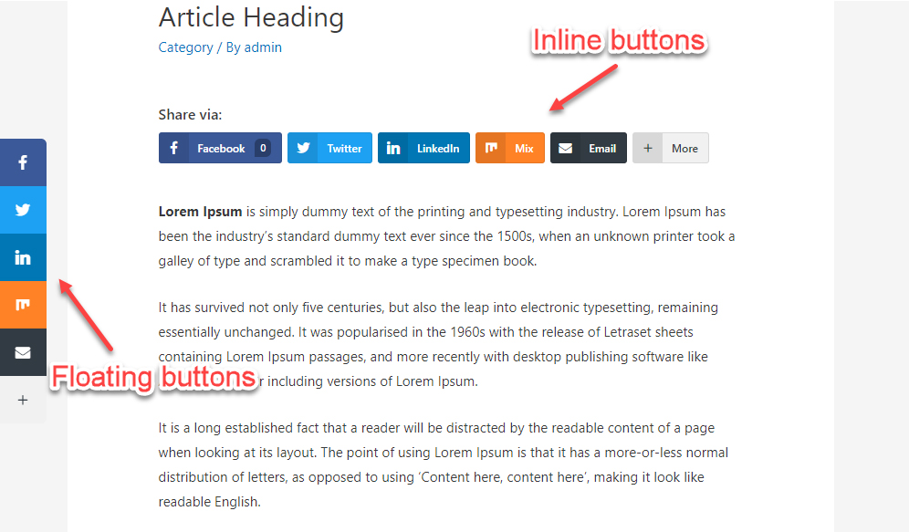 Floating and Inline Social Share Buttons