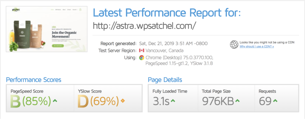 cachify caching plugin speedtest results