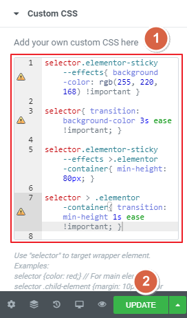 Custom CSS codes settings guide