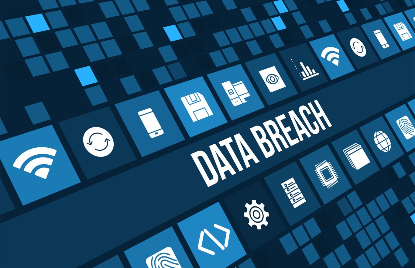 Graphic with 'DATA BREACH' written