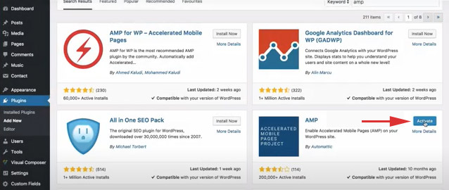 Activate AMP plugin