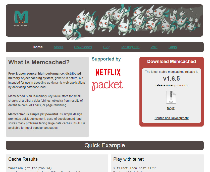 Memcached homepage