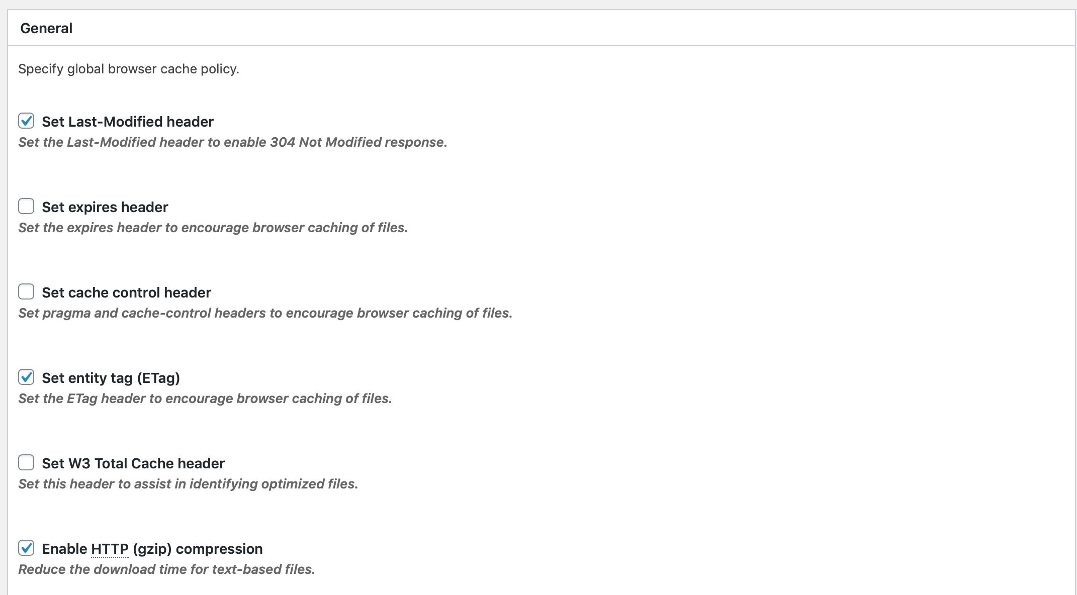 W3 Total Cache  leveraging browser settings