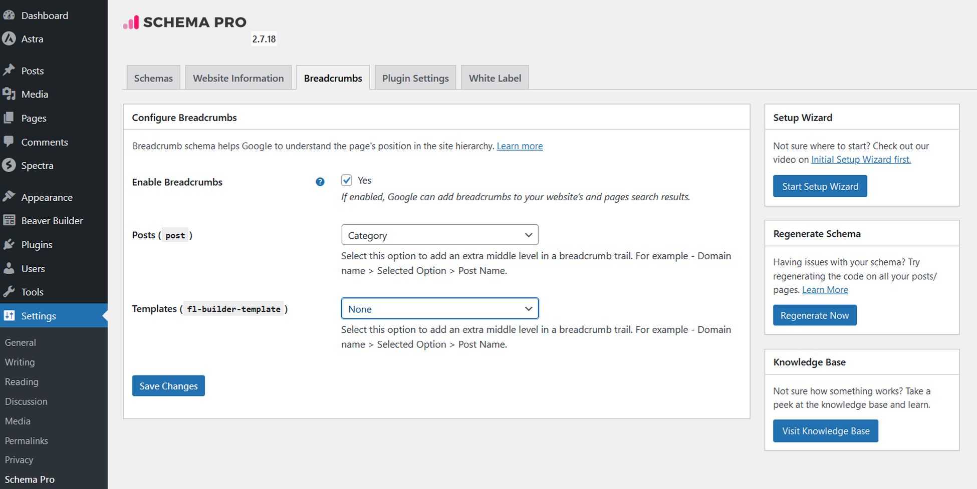 breadcrumbs backend information