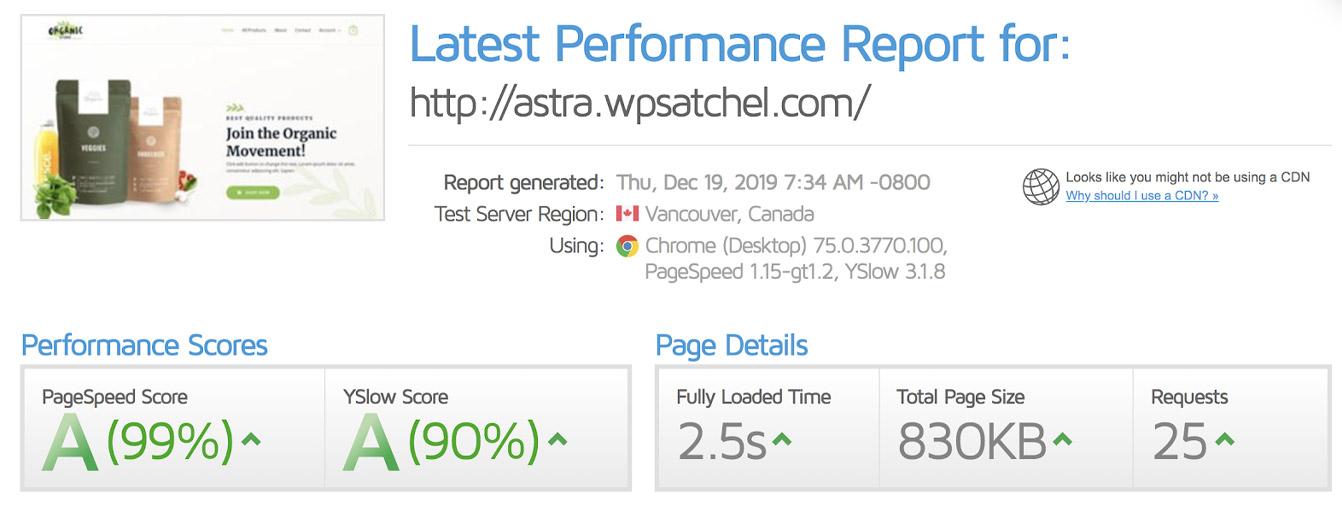 WP Rocket speed results