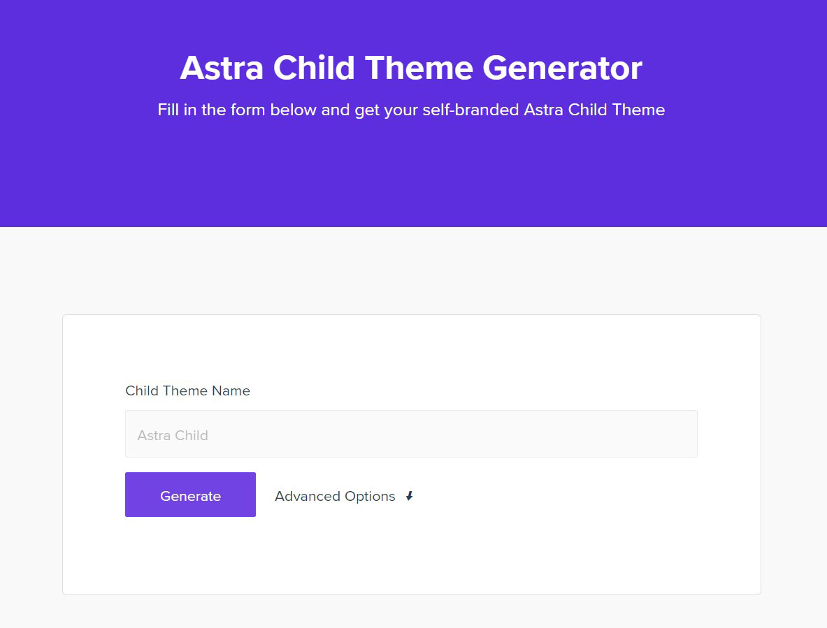 Astra child theme generator