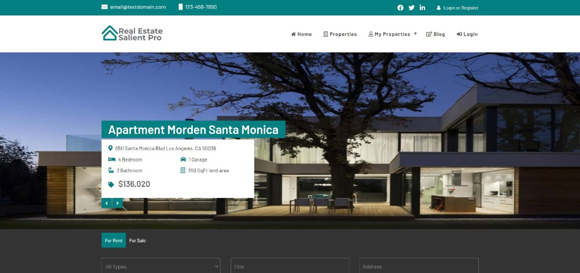 Real Estate Salient Pro wordpress theme