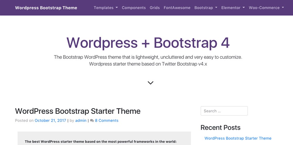 WP Bootstrap Starter By Afterimage Designs demo