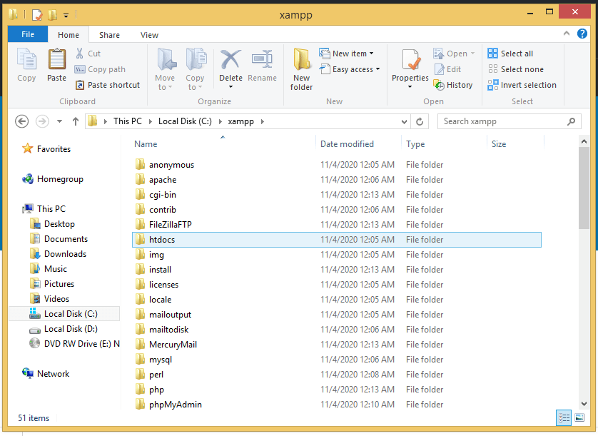 XAMPP folder