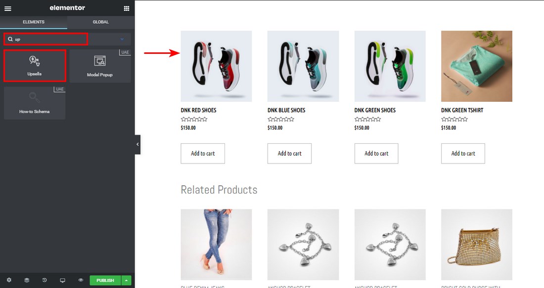 Elementor upsells widget