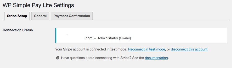 WP simple pay lite connect to stripe