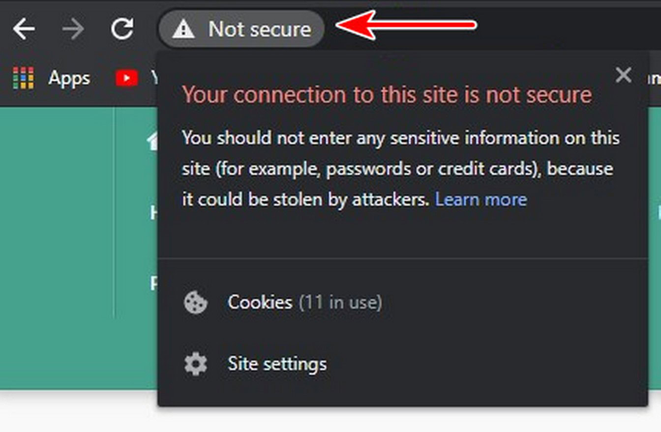 No secure chrome warning