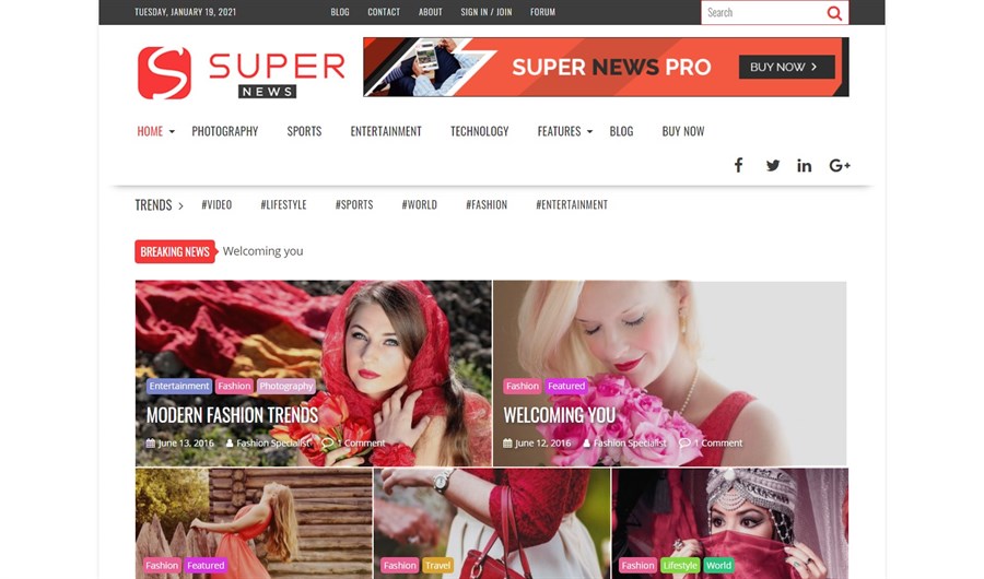 SuperNewsPro Theme demo