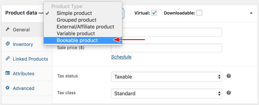 WooCommerce bookable product