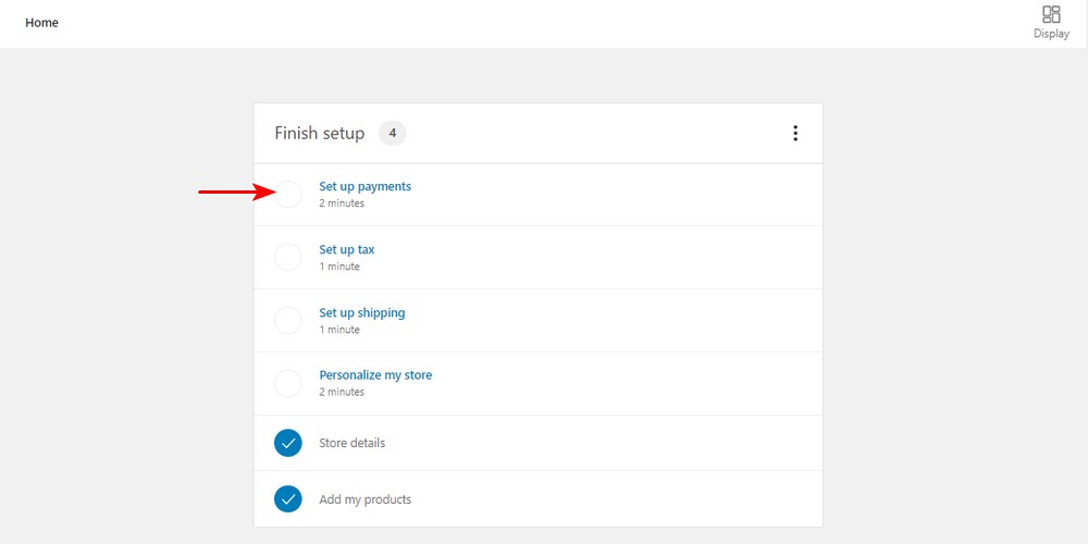 WooCommerce finish setup, set up payments