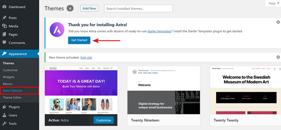 Get started with Astra theme