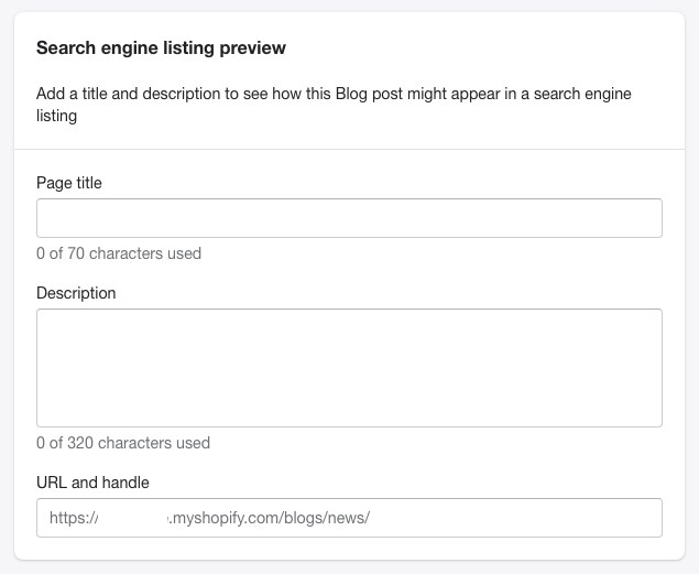 Shopify search engine listing preview