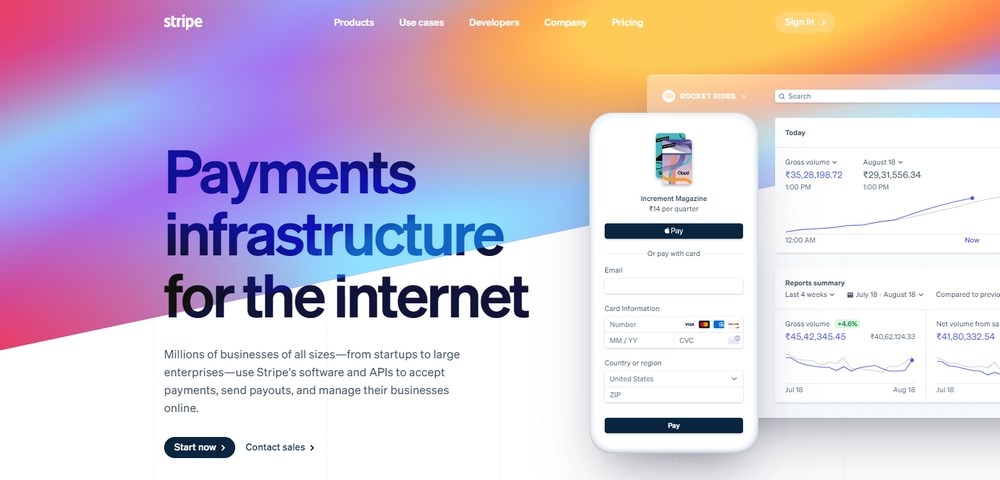 Stripe homepage