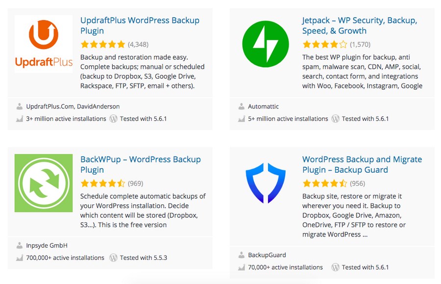 WordPress backup plugins