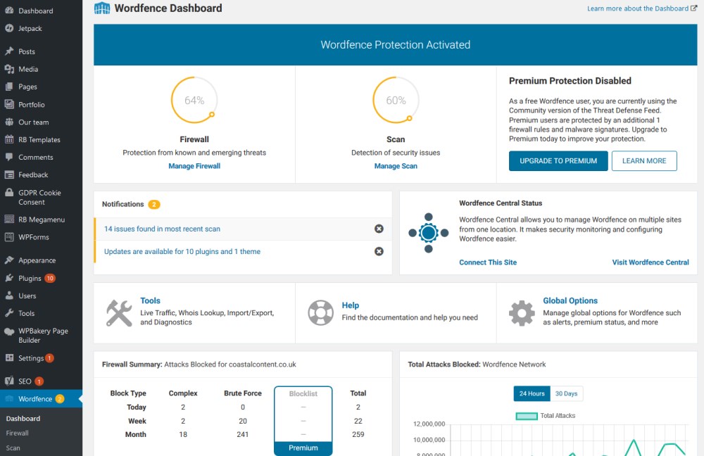 Wordfence security scan