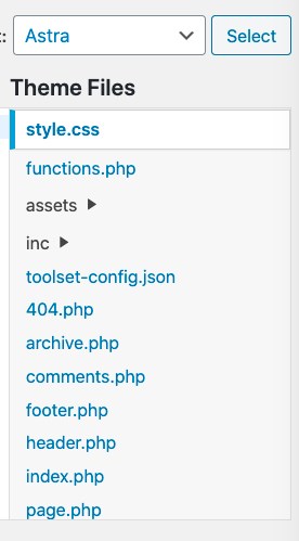 Astra theme files