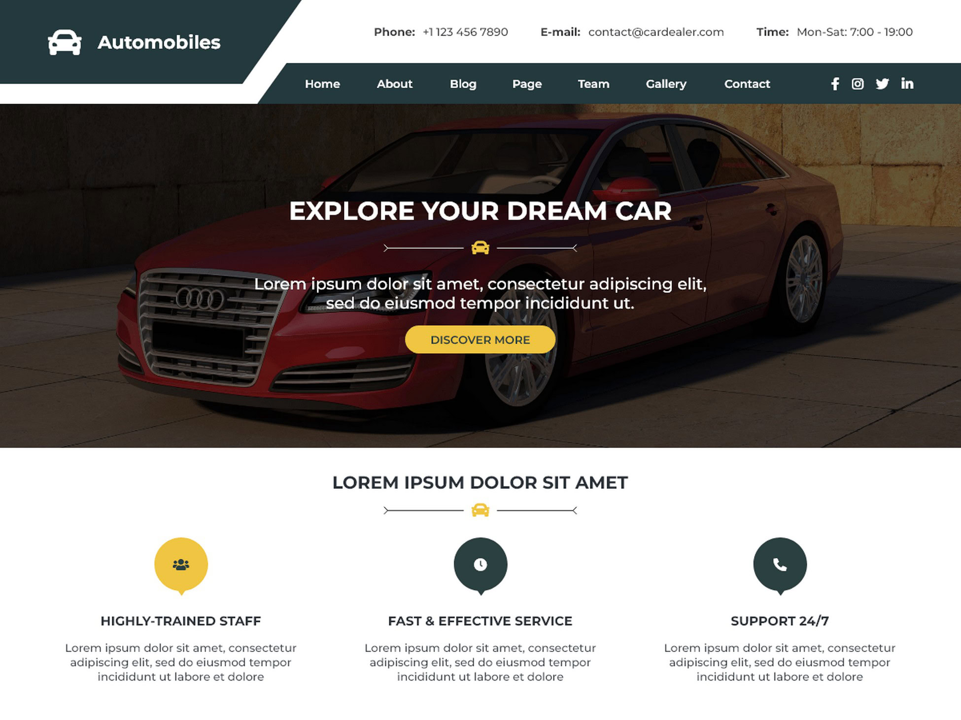 auto car dealership theme with block-based design