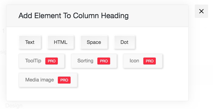 Add element to column heading