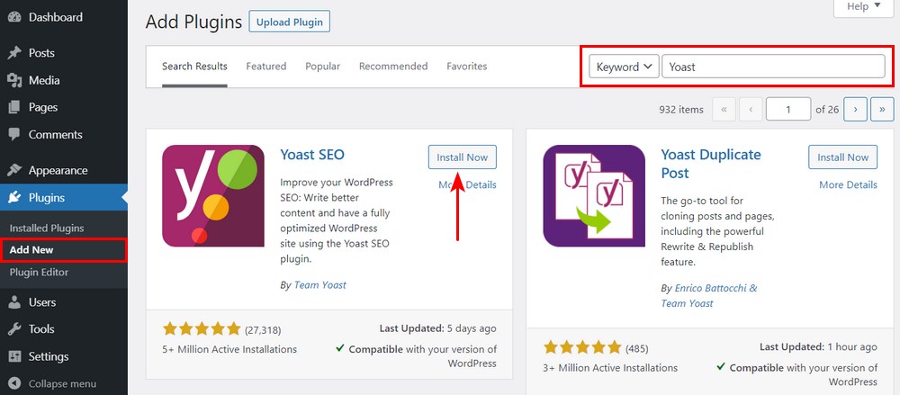 Install Yoast SEO