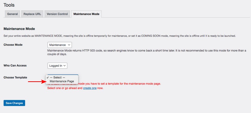 Elementor set maintenance page