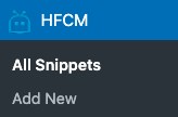 HFCM plugin on sidebar menu