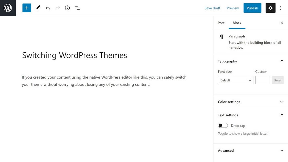 WordPress Gutenberg editor