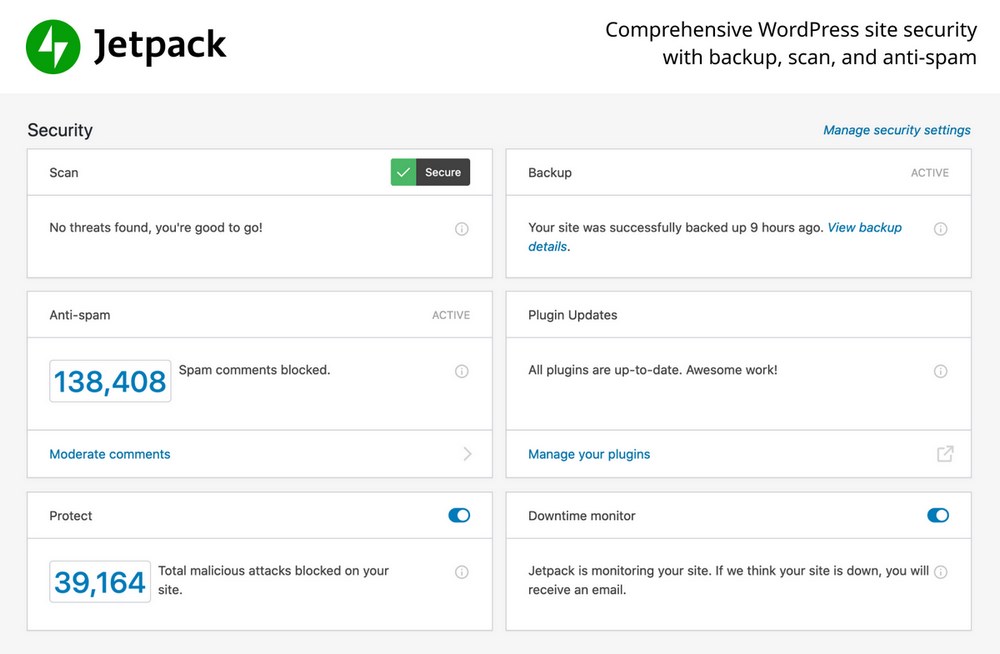 Jetpack plugin dashboard