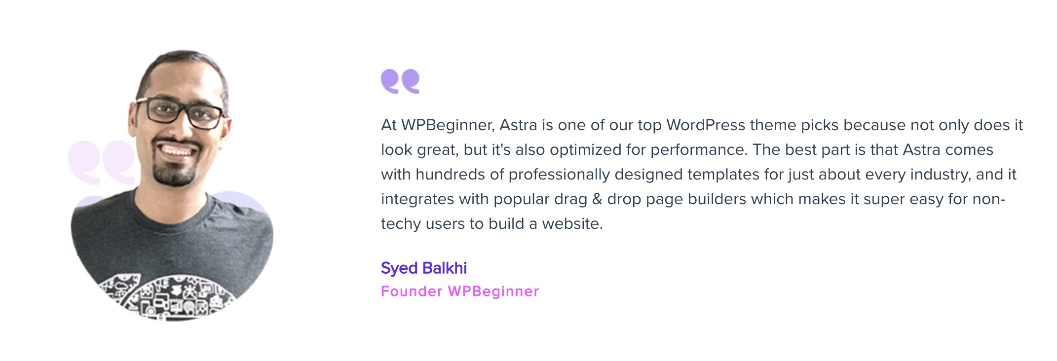 Astra testimonial - Syed Balkhi