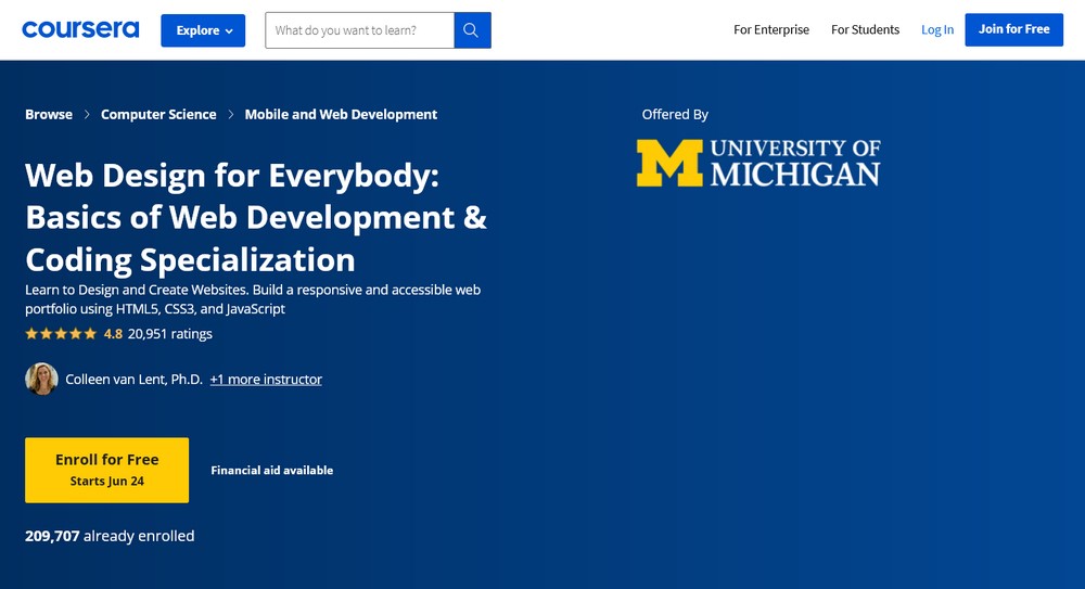 Coursera Web design courses