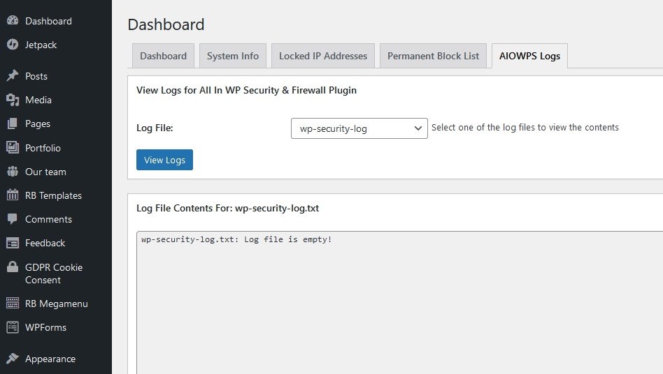 WordPress logs