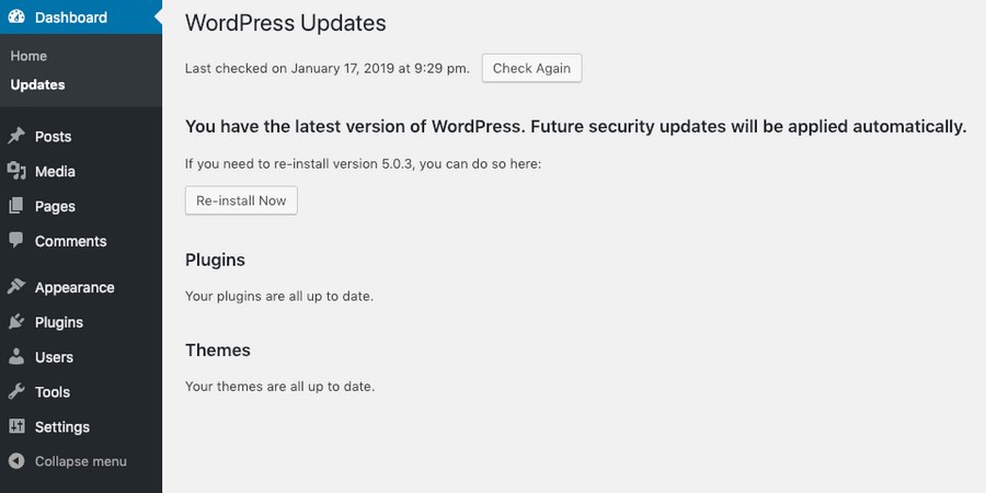 WordPress updates