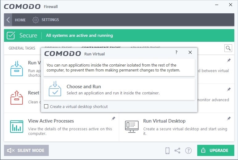Comodo run virtual