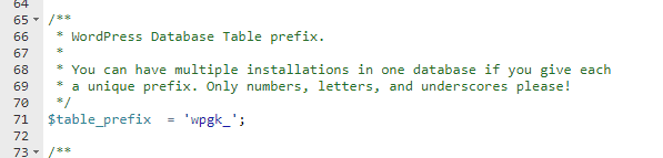 wpconfig table prefix