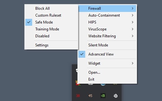 disable third party firewall