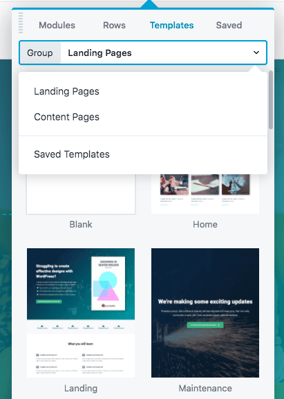 Beaver builder templates section