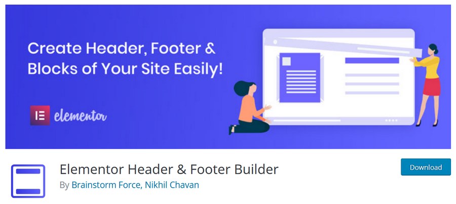 Elementor header and footer builder plugin