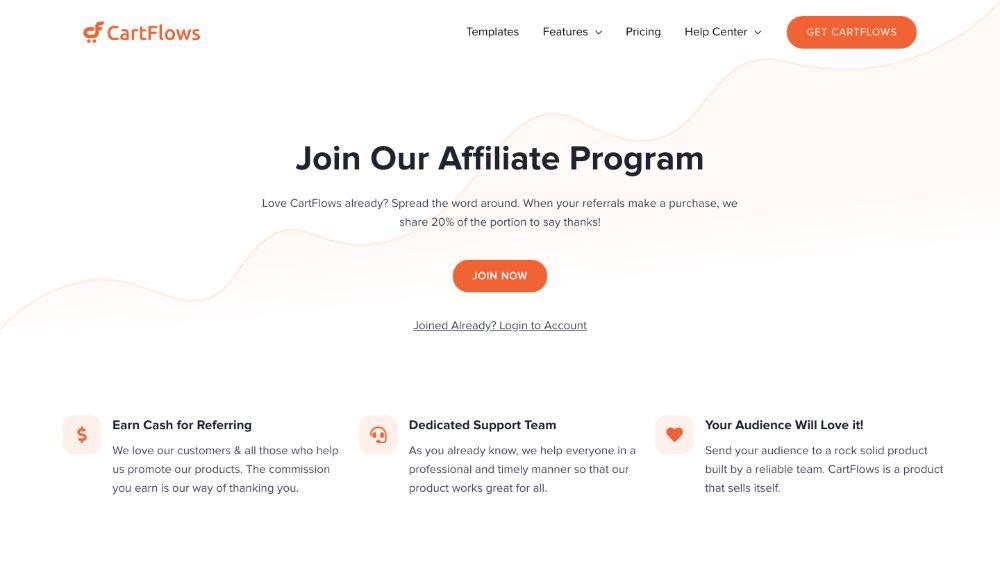 cartflow affiliate program page