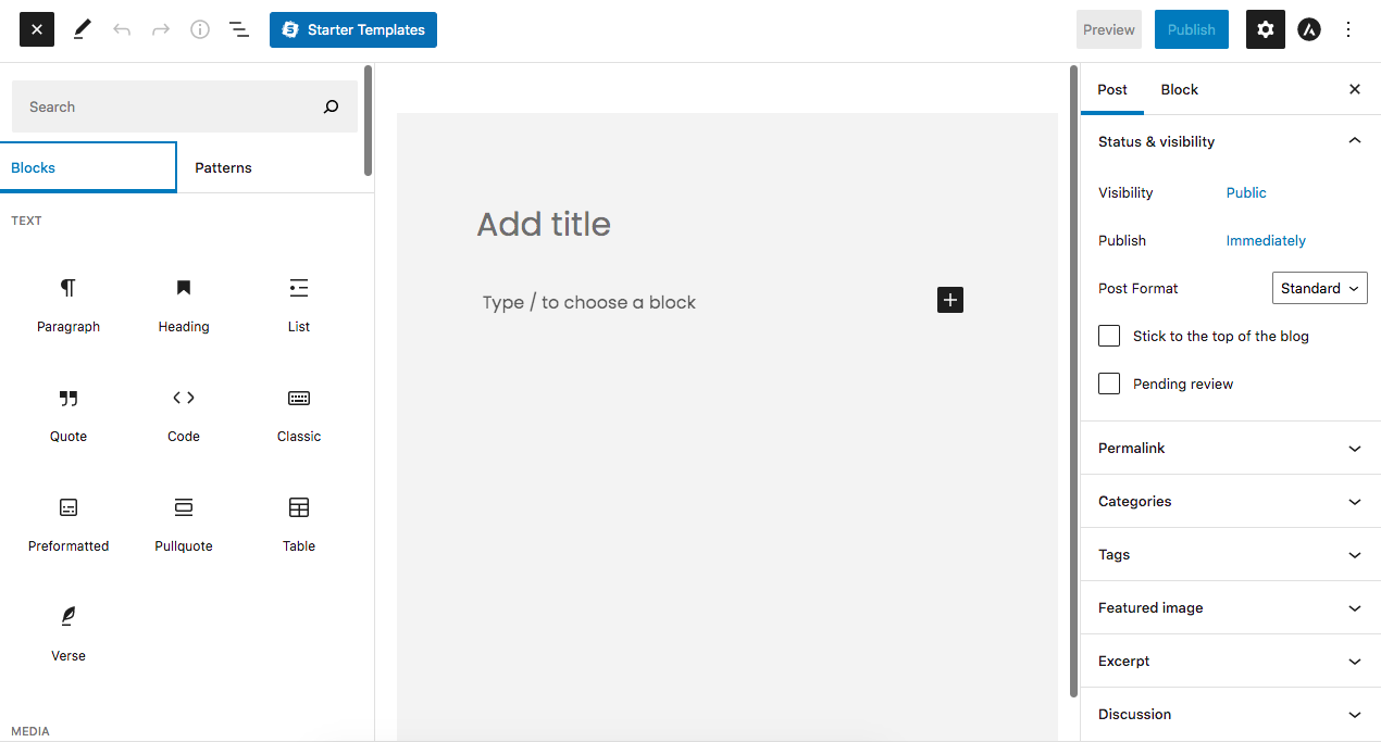 WordPress Gutenberg Block Editor view