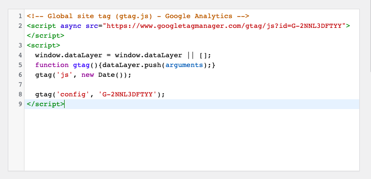 paste google analytics code